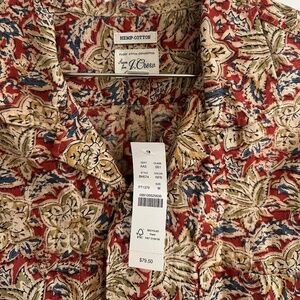J Crew Hemp Cotton Mens button down short sleeve shirt M